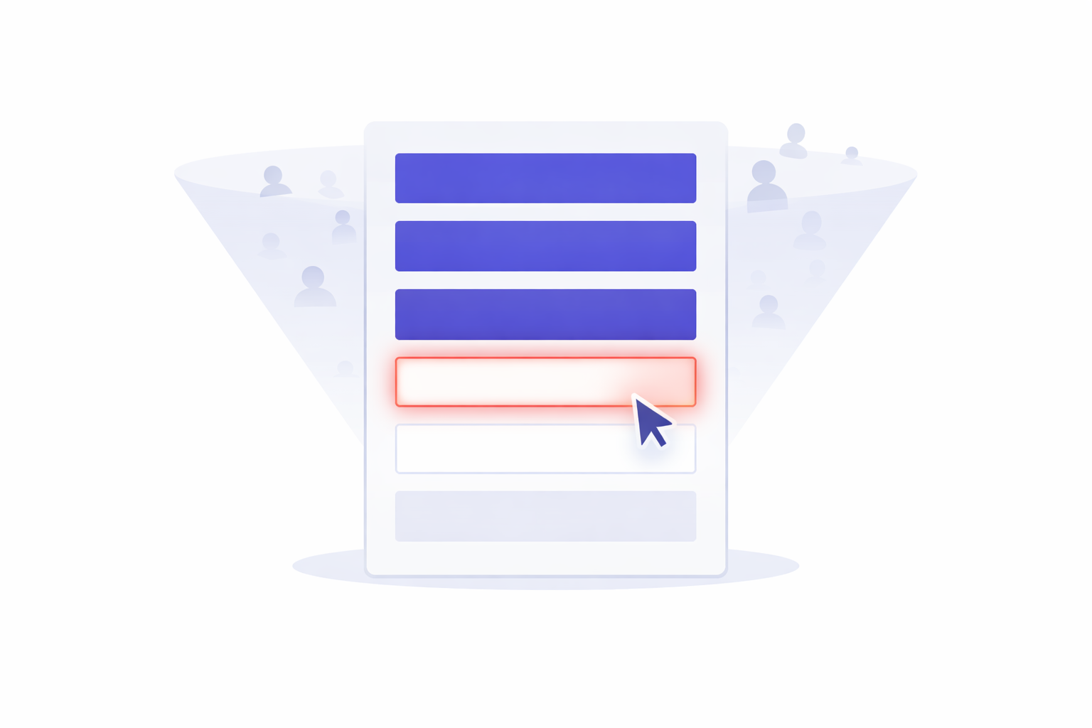 Form with drop-off indicators showing where users abandon each field